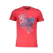 Rode Katoenen Bedrukt Logo T-Shirt Cavalli Class , Red , Heren