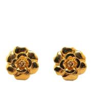 Pre-owned Metal earrings Chanel Vintage , Yellow , Dames