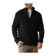 Zwarte Gebreide Half-Zip Trui Selected Homme , Black , Heren