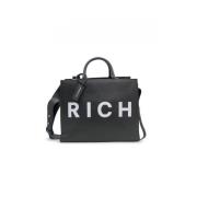 Zwart en wit leren handtas Rwa24141Bo John Richmond , Black , Dames