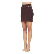 Bruine Korte Crêpe Stretch Rok Elisabetta Franchi , Brown , Dames