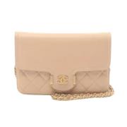 Pre-owned Leather wallets Chanel Vintage , Beige , Dames