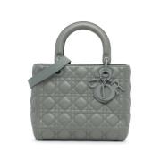 Pre-owned Leather handbags Dior Vintage , Gray , Dames