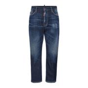 Blauwe Faded Denim Straight Cut Jeans Dsquared2 , Blue , Heren