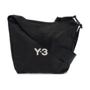 Zwarte Polyester Sacoche met Verstelbare Band Y-3 , Black , Heren