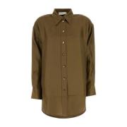 Zijden Crush Olijfgroene Shirt Zimmermann , Green , Dames