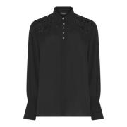 Elegante Zwarte Shirt met Geborduurde Details Bruuns Bazaar , Black , ...