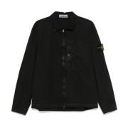 Zwarte Katoenen Rits Shirt Stone Island , Black , Heren