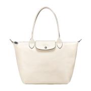 Elegante Koeienhuid Leren Tas in Ecru Longchamp , White , Dames