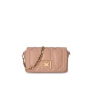 Nude Puffy Crossbody Tas met Gouden Details Elisabetta Franchi , Beige...