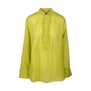 Ruche Grootvader Shirt Forte Forte , Green , Dames