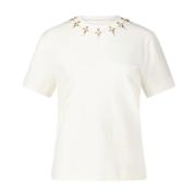 Stijlvol T-shirt met juweel details Marc Cain , White , Dames