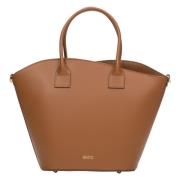 Dames Bruine Premium Italiaans Leren Shopper Tas Estro , Brown , Dames