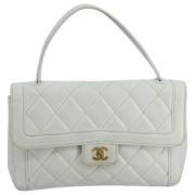 Pre-owned Leather handbags Chanel Vintage , White , Dames