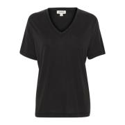 Zwarte losse V-hals top Soaked in Luxury , Black , Dames