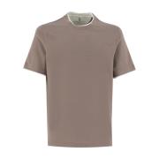 T-shirt met Contrastinzet en Overlapeffect Brunello Cucinelli , Brown ...