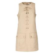 Beige Mini Pinafore Jurk met Veters Chloé , Beige , Dames