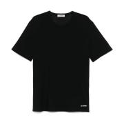 Logo Print Zwarte T-shirt Polos Jil Sander , Black , Heren