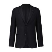 Zijden Gestructureerde Blazer Lardini , Blue , Heren