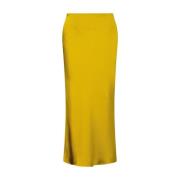 Satin Rok in Rechte Snit Samsøe Samsøe , Yellow , Dames