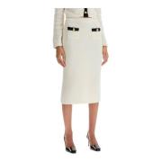 Alpaca Blend Midi Rok met Zakken Alessandra Rich , White , Dames