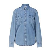 Denim-Style Overshirt met drukknopen Adriano Goldschmied , Blue , Dame...