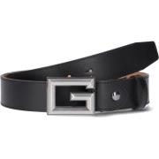 Zwarte lederlook riem met zilveren gesp Guess , Black , Heren