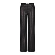 Glitter Straight Leg Mid-Waist Broek Drykorn , Black , Dames