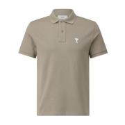 Logo Polo Shirt Klassieke Stijl Ami Paris , Beige , Heren