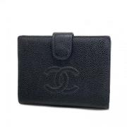 Pre-owned Leather wallets Chanel Vintage , Black , Dames