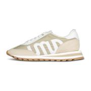 Leren Mix Sneakers Zacht Binnenwerk Ami Paris , Beige , Heren