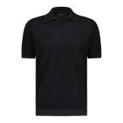 Linnen Polo Shirt Regular-Fit Made in Italy Roberto Collina , Black , ...