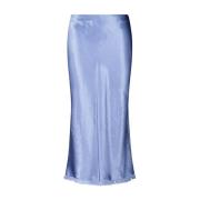 Satin Franje Midi Rok Vince , Blue , Dames