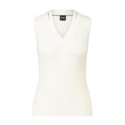 Geribbeld Top met Cut-Outs Hugo Boss , White , Dames