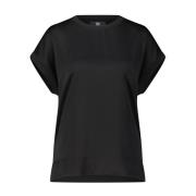 Satin-Crêpe T-Shirt Riani , Black , Dames