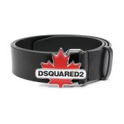 Zwart, wit en rood leren riem Dsquared2 , Black , Heren