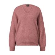 Alpaca Wol V-Hals Trui Hugo Boss , Red , Dames