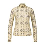 Gedrukte Turtleneck Longsleeve Shirt La DoubleJ , Beige , Dames