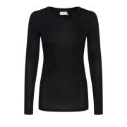 Zwart Diep Langemouw T-shirt Kaffe , Black , Dames