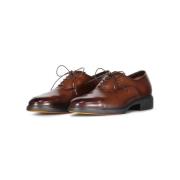 Comfortabele Leren Oxford Schoenen Santoni , Brown , Heren