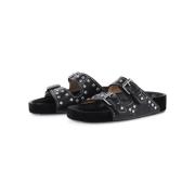 Zilveren Detail Slide Sandaal Isabel Marant , Black , Dames