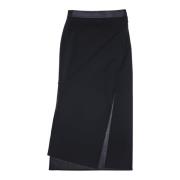 Asymmetrische Midi Rok Leren Taille Helmut Lang , Black , Dames