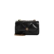 Zwarte Schoudertas met Tonal Stitching Tory Burch , Black , Dames