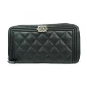 Pre-owned Leather wallets Chanel Vintage , Black , Dames