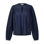 Luchtige Katoenen Blouse met V-hals Ulla Johnson , Blue , Dames