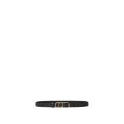 Zwart Leren Ovaal Riem Twinset , Black , Dames