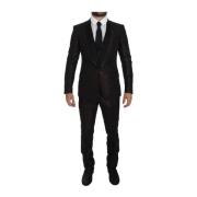 Elegant Bicolor Wool Suit - Zwart Dolce & Gabbana , Black , Heren