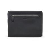 Zwarte leren laptoptas Howard London , Black , Heren