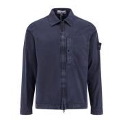 Katoenen overhemd met ritssluiting Stone Island , Blue , Heren