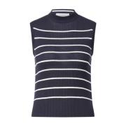 Elegante Ribtop met Hoge Hals Max Mara , Blue , Dames